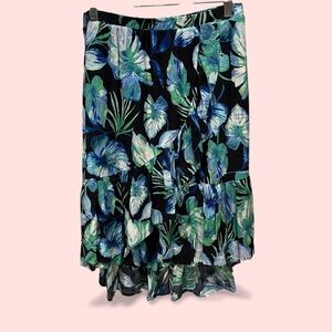 Cute flowy ruffle tropical faux wrap elastic waist pull on skirt easy breezy